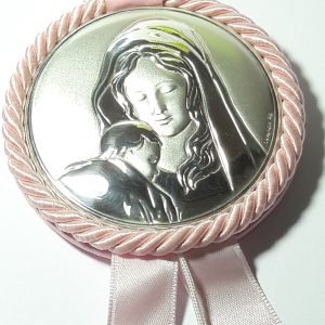 Medalla cuna redonda rosa