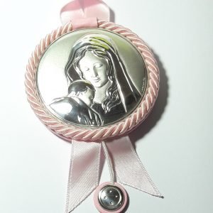 Medalla cuna redonda rosa